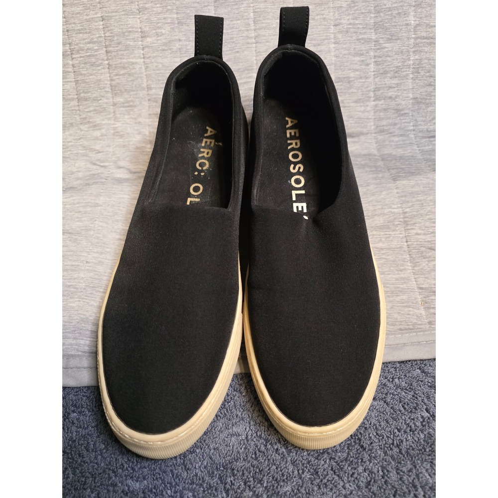 1457 Aerosoles Blakely Black Textile Platform Slip On Sneakers Womens 8.5M